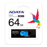 MEMORIA ADATA 64GB USB 3.2 UV320 RETRACTIL NEGRO-AZUL (AUV320-64G-RBKBL)