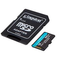 MEMORIA KINGSTON MICRO SDXC CANVAS GO PLUS 64GB UHS-I U3 V30 A2 CLASE 10 C/ADAPTADOR (SDCG3/64GB)