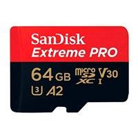 MEMORIA SANDISK MICRO SDXC 64GB EXTREME PRO 200MB/S 4K CLASE 10 A2 V30 C/ADAPTADOR (SDSQXCU-064G-GN6MA)