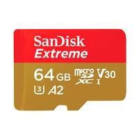 MEMORIA SANDISK MICRO SDXC 64GB EXTREME 170MB/S 4K CLASE 10 A2 V30 C/ADAPTADOR (SDSQXAH-064G-GN6MA)