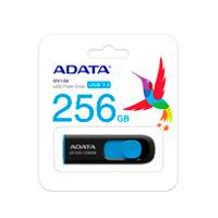 MEMORIA ADATA 256GB USB 3.2 UV128 RETRACTIL NEGRO AZUL (AUV128-256G-RBE)