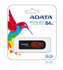 MEMORIA USB ADATA 064GB 2.0 C008 NEGRO ROJO AC008-64G-RKD