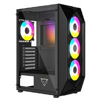 GABINETE OCELOT GAMING POLYGON-E5 / MID TOWER / ATX  M-ATX  ITX / PANEL LATERAL DE CRISTAL TEMPLADO Y FRONTAL EN MESH / INCLUYE 4 VENTILADORES / ENFRIAMIENTO LIQUIDO HASTA 240MM / GPU HASTA 295MM / COLOR NEGRO
