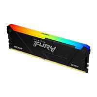 MEMORIA RAM KINGSTON DIMM ddr4 8GB 3200MT/S FURY BEAST BLACK XMP RGB CL16 288PIN 1.35V C/DISIPADOR DE CALOR P/PC/GAMER/ALTO RENDIMIENTO KF432C16BB2A/8