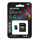 MEMORIA MICRO SD ADATA 64GB SDCX A2 V30 C10 AUSDX64GUI3V30SA2-RA