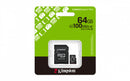 MEMORIA MICRO SD KINGSTON 64G UHS-I, U1/U3, CLASE 10/30, A1 CL10 SDCS3/64GB
