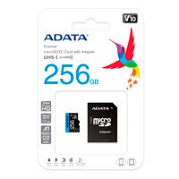 MEMORIA ADATA MICRO SDHC/SDXC UHS-I 256GB CLASE 10 A1 100MB/25MB SEG V10 C/ADAPTADOR (AUSDX256GUICL10A1-RA1)