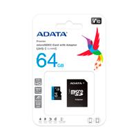 MEMORIA ADATA MICRO SDXC/SDHC UHS-I 64GB CLASE 10 A1 100MB/25MB SEG V10 C/ADAPTADOR (AUSDX64GUICL10A1-RA1)