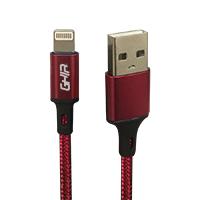 CABLE USB TIPO LIGHTNING GHIA NYLON COLOR ROJO DE 1M