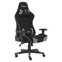 SILLA GAMER DE TELA OCELOT/ COLOR NEGRO CON GRIS / BASE REFORZADA DE NYLON/ DESCANSA BRAZOS AJUSTABLES / ANGULO DE INCLINACION 155 GRADOS/ SOPORTA HASTA 150KG/ COJIN PARA LUMBAR Y CERVICAL