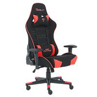 SILLA GAMER DE TELA OCELOT/ COLOR NEGRO CON ROJO/ BASE REFORZADA DE NYLON/ DESCANSA BRAZOS AJUSTABLES / ANGULO DE INCLINACION 155 GRADOS/ SOPORTA HASTA 150KG/ COJIN PARA LUMBAR Y CERVICAL