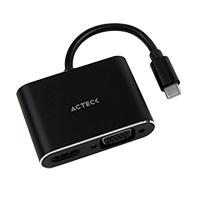 ADAPTADOR ACTECK SHIFT PLUS AV420 / USB C - HDMI + VGA / 4K / 10 CM / NEGRO / AC-934657