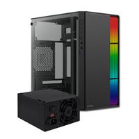 GABINETE ACTECK FUSION II GI440 / MICRO TORRE / MICRO ATX  MINI ITX / FUENTE 500W / ILUMINACION RGB / PANEL ACRILICO  METAL / NEGRO / AC-935753