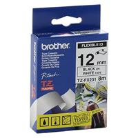 CINTA BROTHER TZEFX231 FLEXIBLE NEGRO SOBRE BLANCO DE 12MM