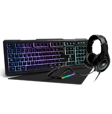 VORAGO 11 KIT GAMER KMH-501 TECLADO,MOUSE,HEADSET,TAPETE LUZ RGB